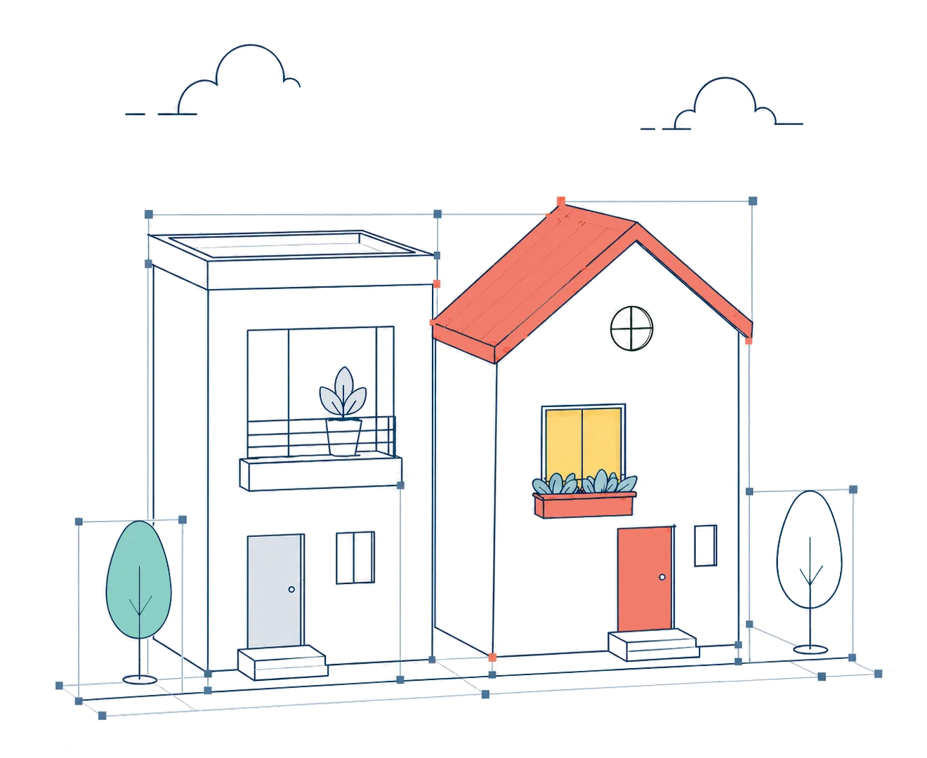 Bespoke digital architecture layout illustration by NAIA Studio